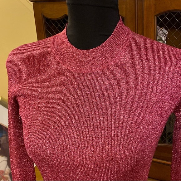 Dodo Bar Or New Fuschia Xenia Ribbed Crew Metallic Sweater. - Picture 3 of 14